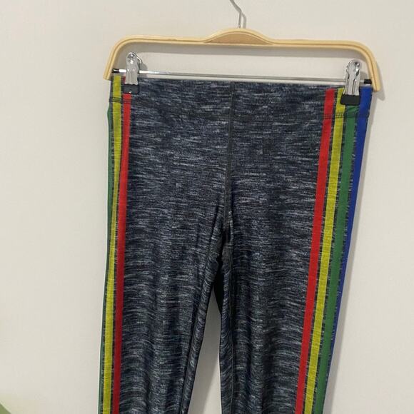 Terez Gray Rainbow Stripe Leggings Size Small - Picture 3 of 4